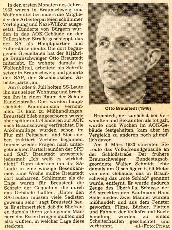 Q: Braunschweiger Zeitung vom 29. März 1983/ Artikel: ui, Foto: Privat.